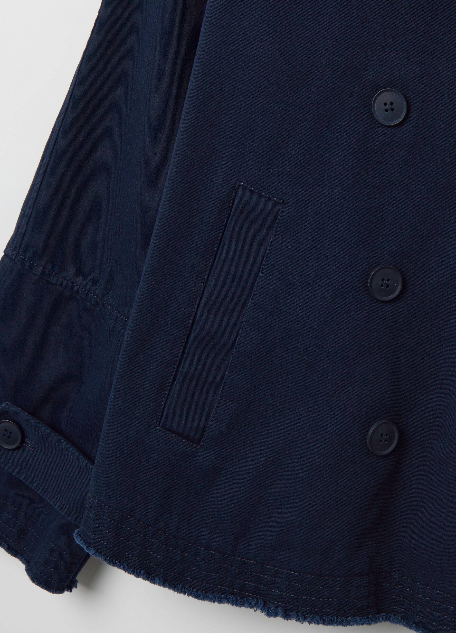 Short double-breasted trench coat in cotton