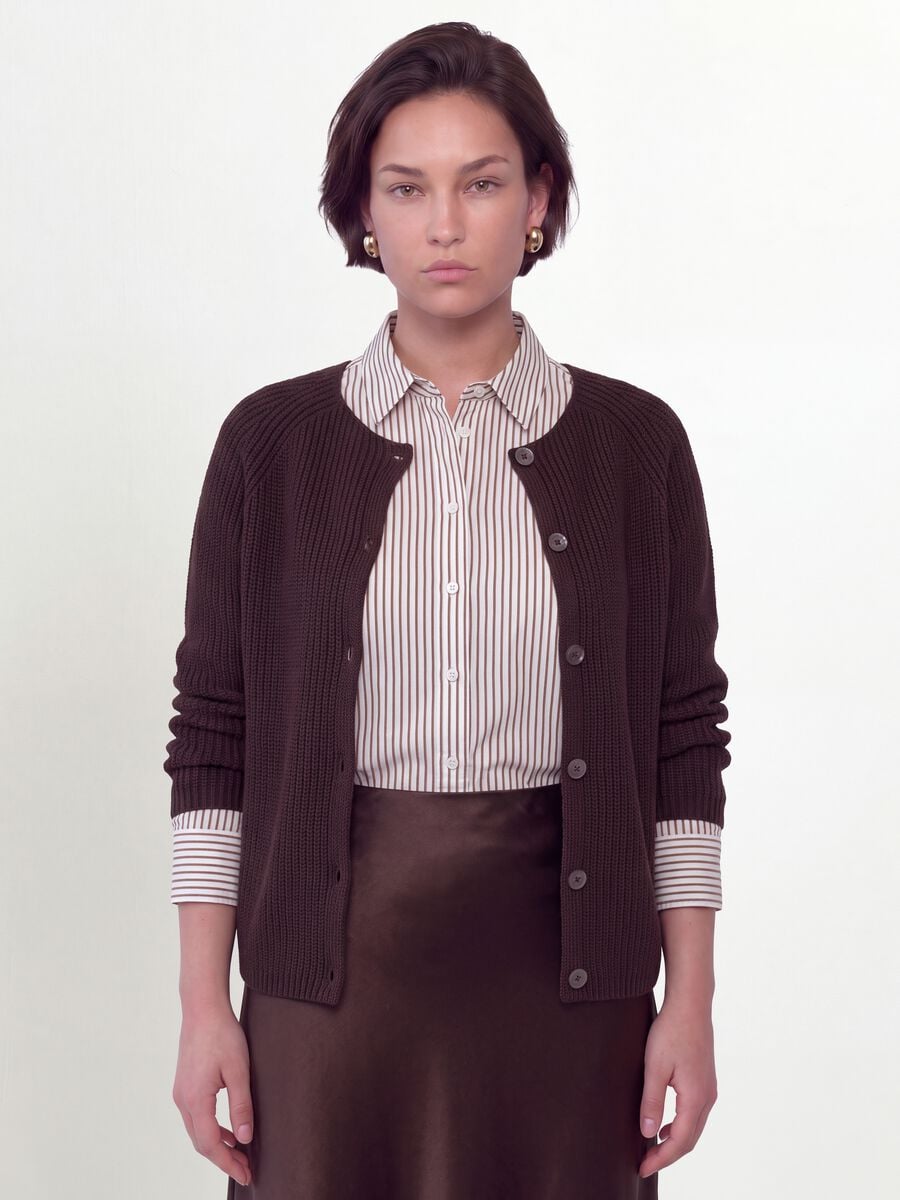 Multicolour pure cotton crew-neck cardigan, regular fit_1