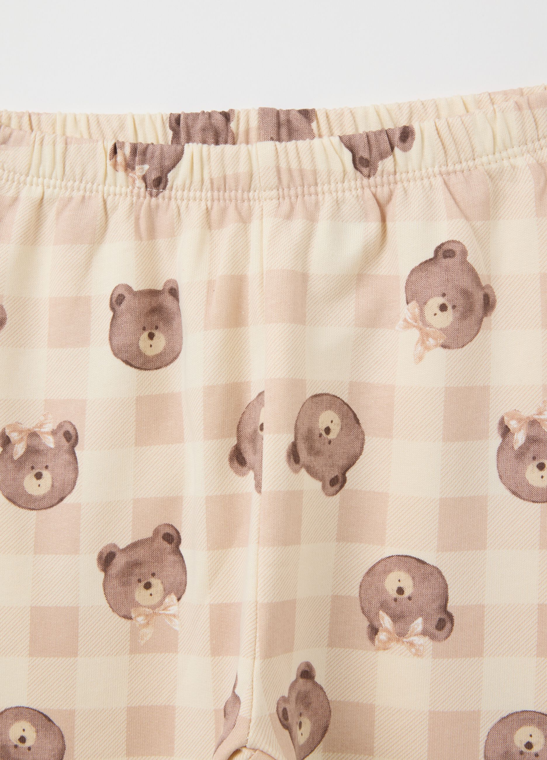 Baby Girl Pyjamas in Pure Beige Cotton with Print