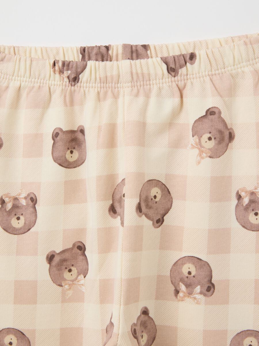 Baby Girl Pyjamas in Pure Beige Cotton with Print_3