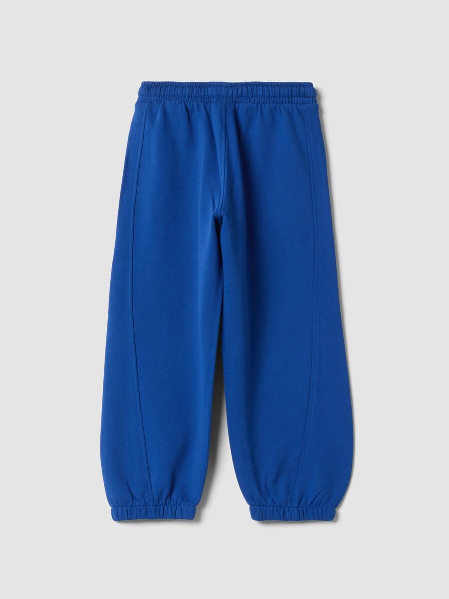 Pantaloni jogger blu in puro cotone organico con stampa_1