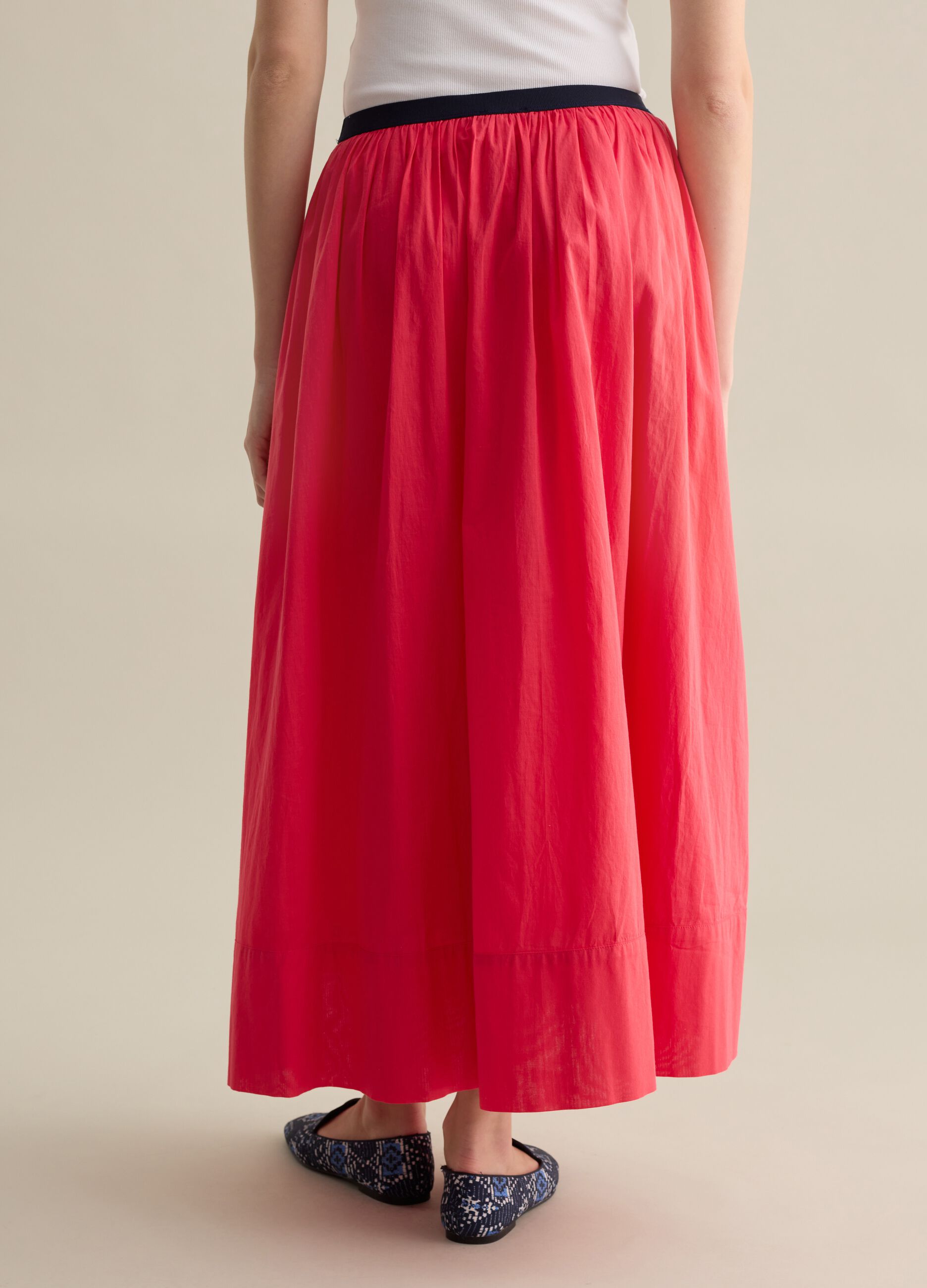 Red cotton midi skirt