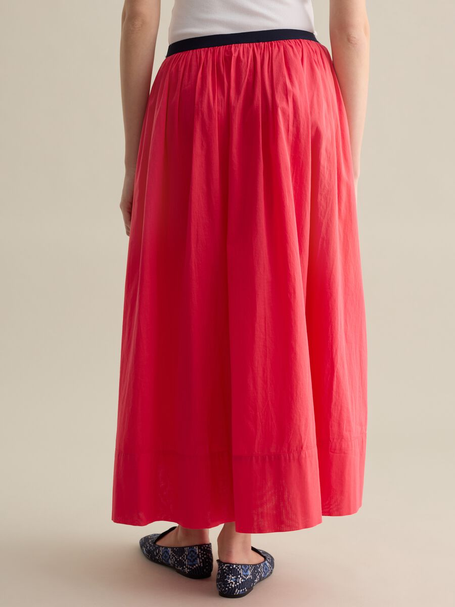Red cotton midi skirt_3