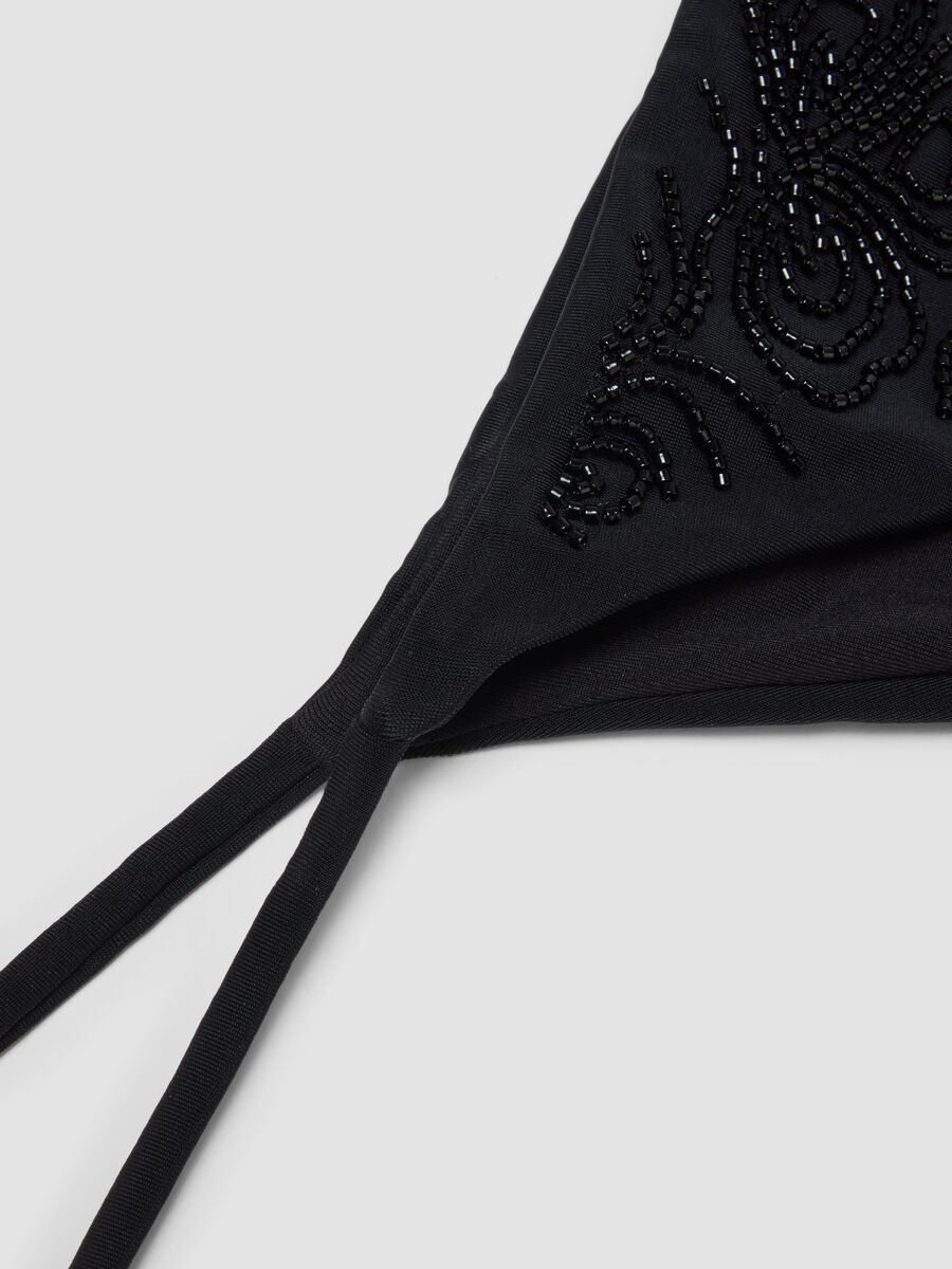 Black stretch bikini bottoms with decorative beads_5