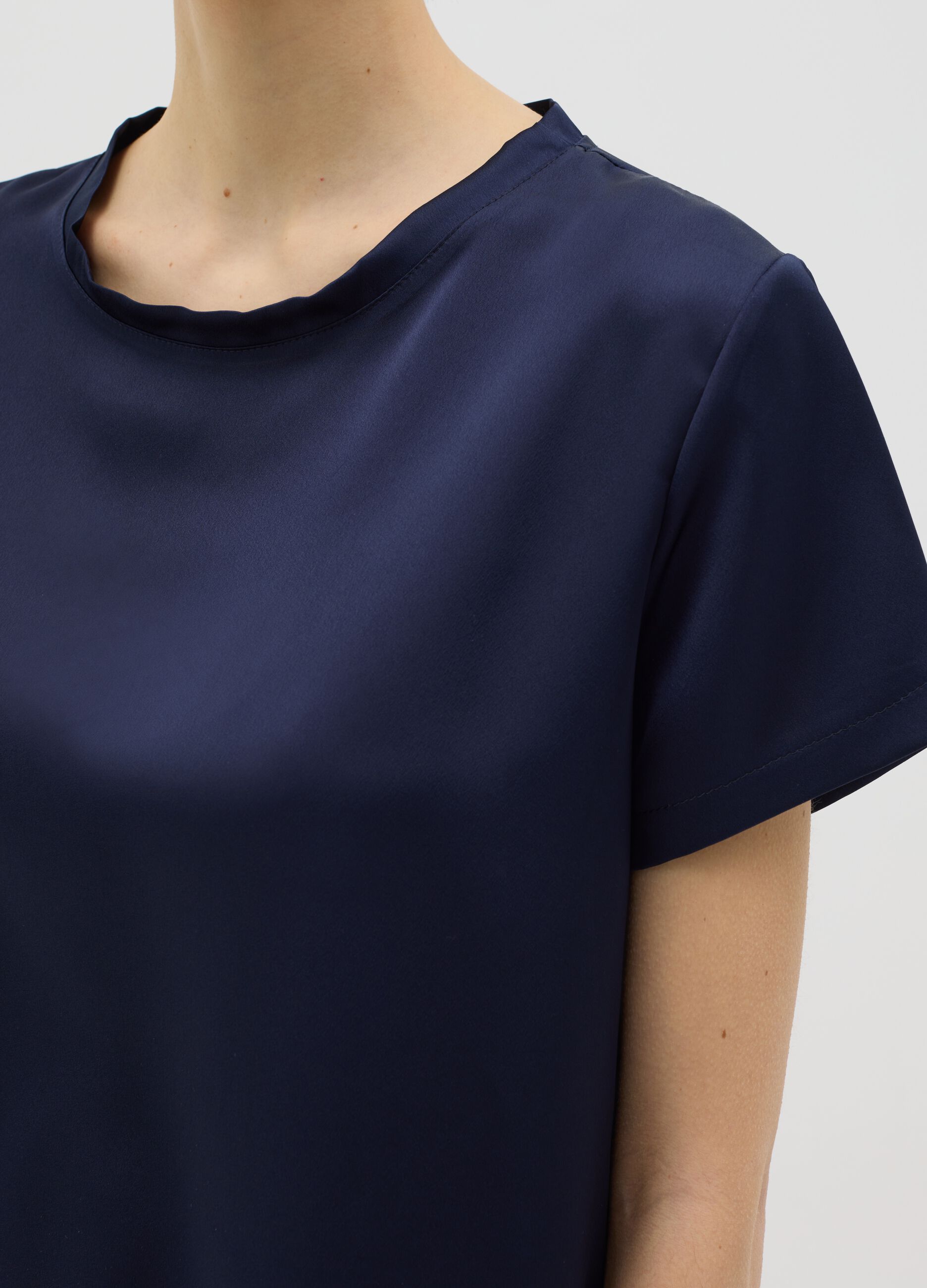 Blue satin T-shirt