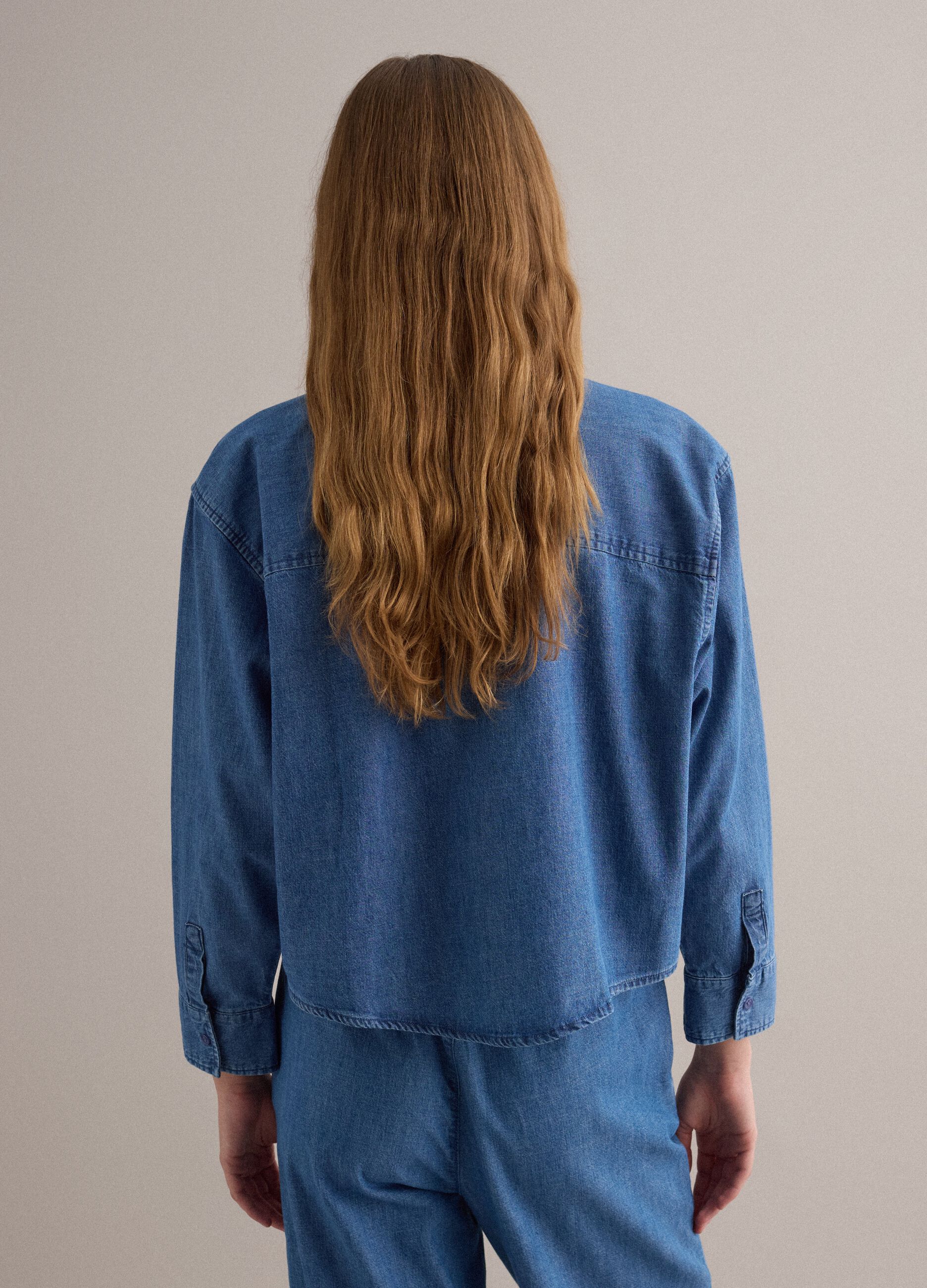 Camicia in puro cotone denim blu regular fit