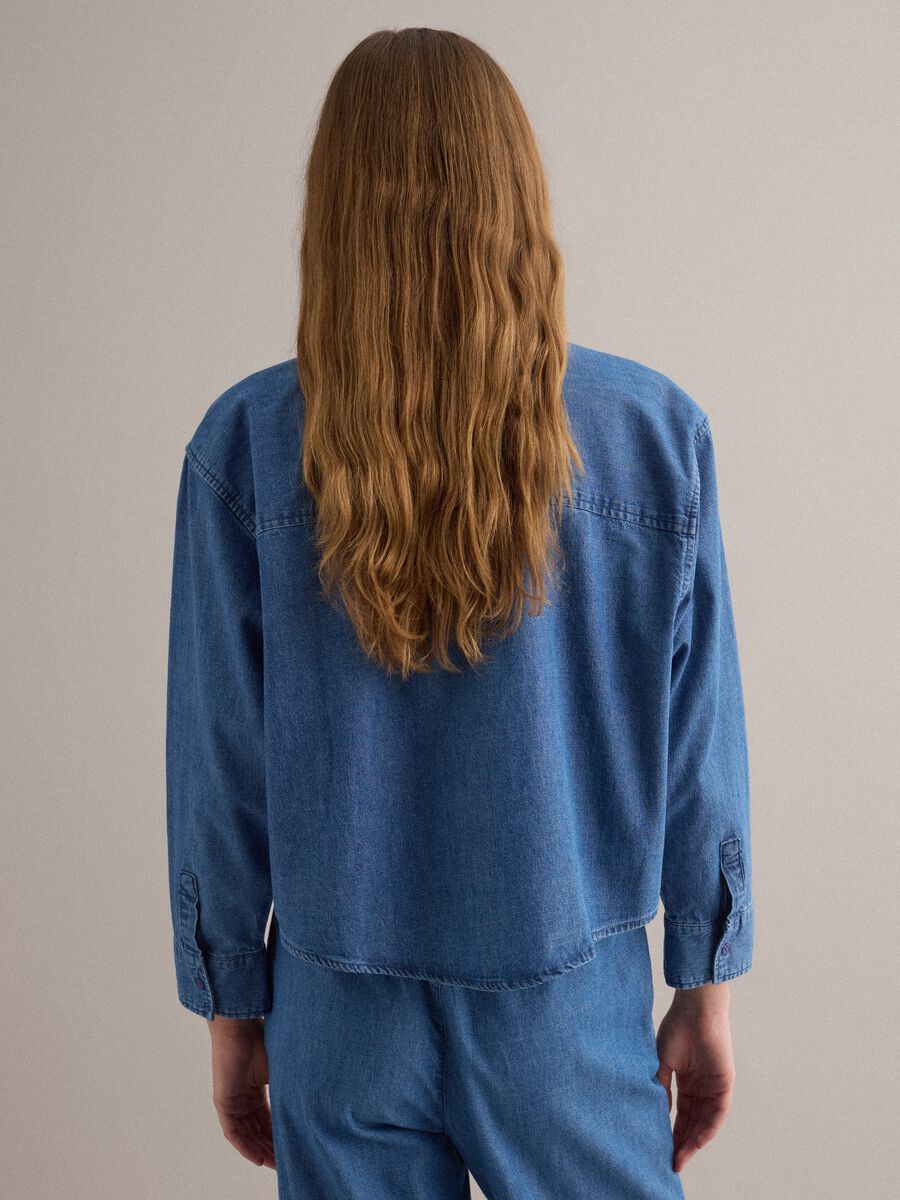 Camicia in puro cotone denim blu regular fit_3