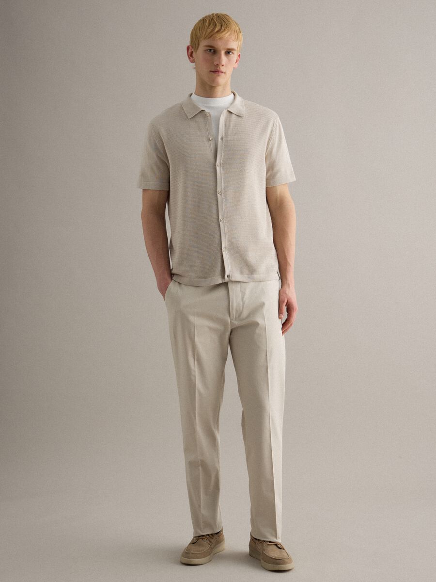 Beige pure cotton regular fit polo with buttons_2