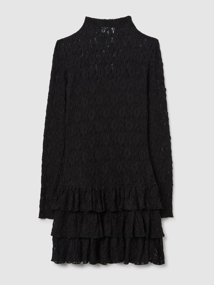 Abito nero regular fit in pizzo_4