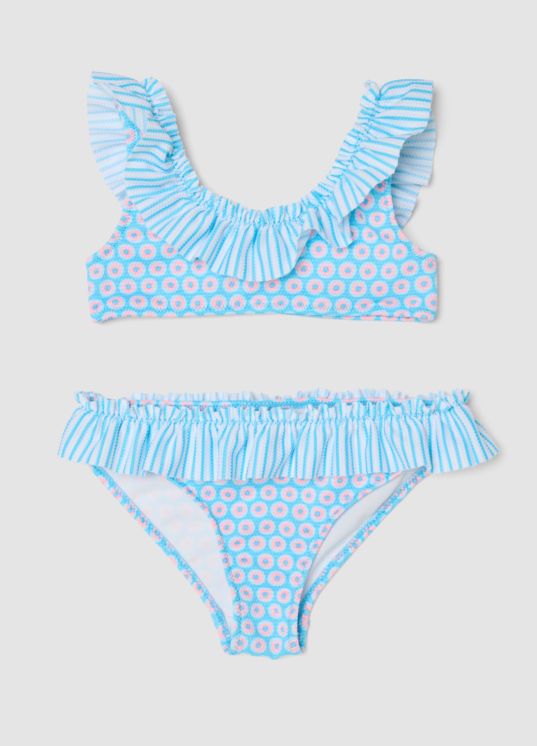 Blue ruffled bikini for girls