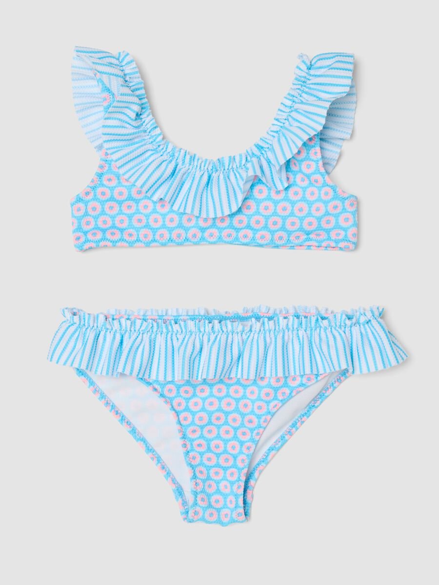 Blue ruffled bikini for girls_0