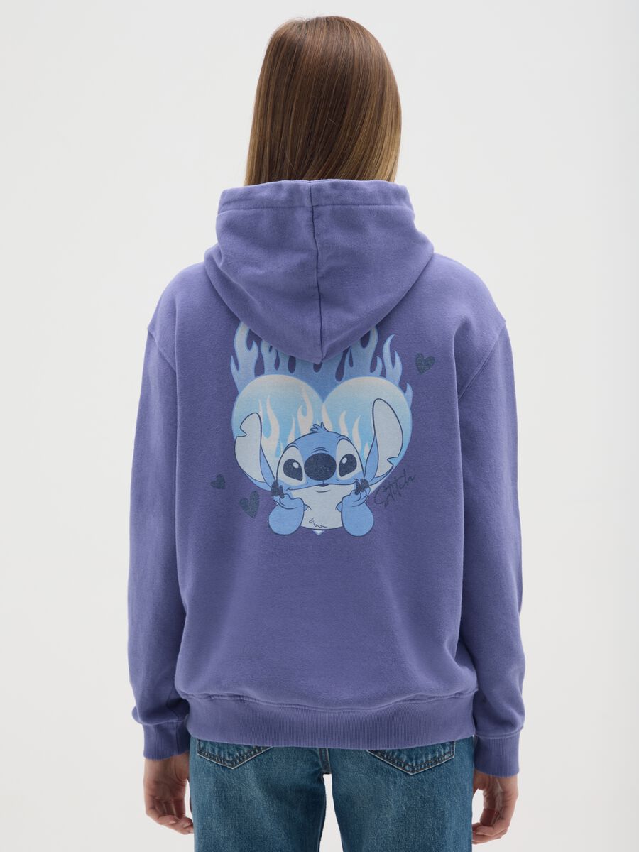 Purple hoodie in regular fit cotton blend with print_2