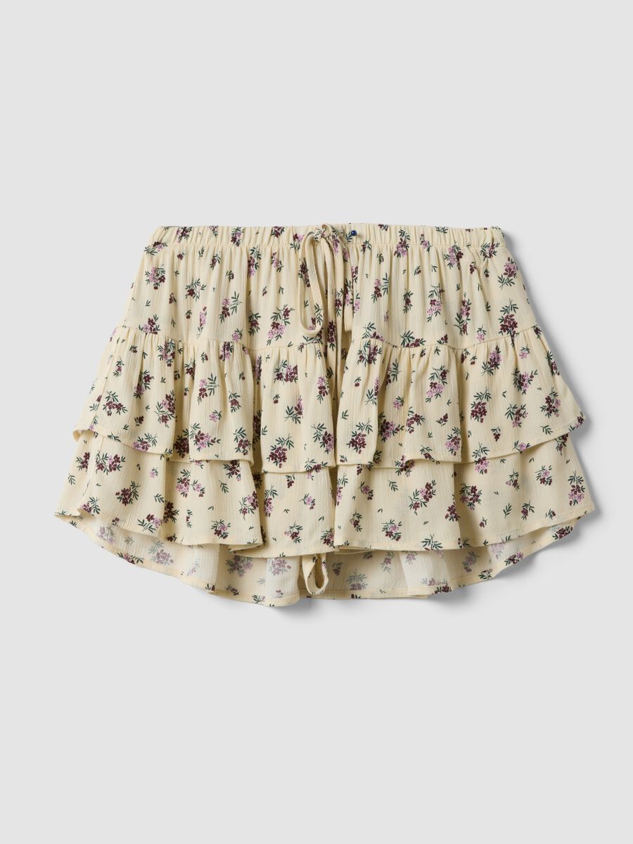 White pure-viscose mini skirt with ruffles_0