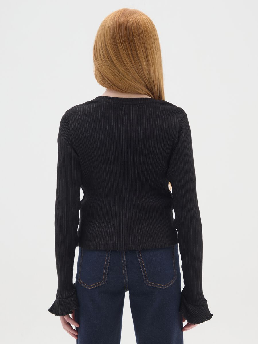 Maglia da ragazza in cotone elasticizzato nera regular fit_1