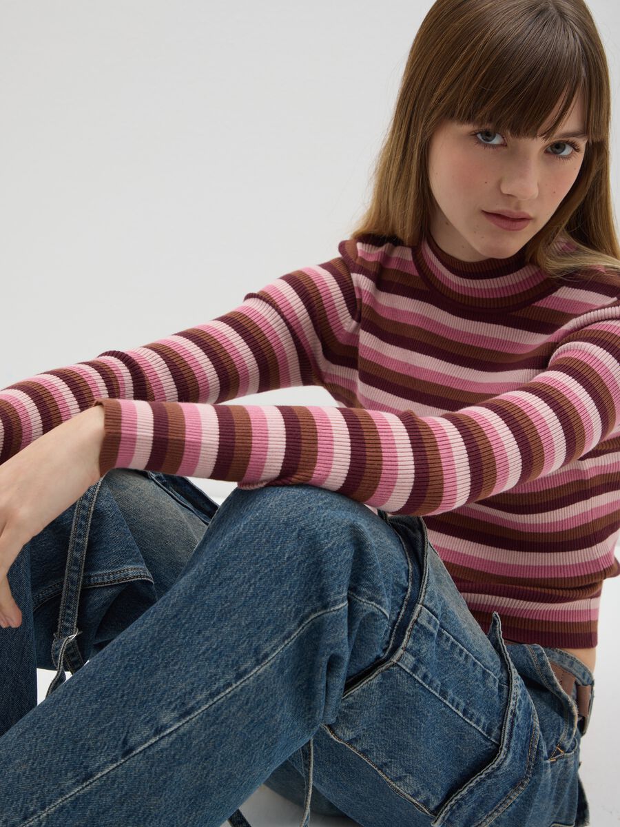 Multicolour striped fitted sweater_1