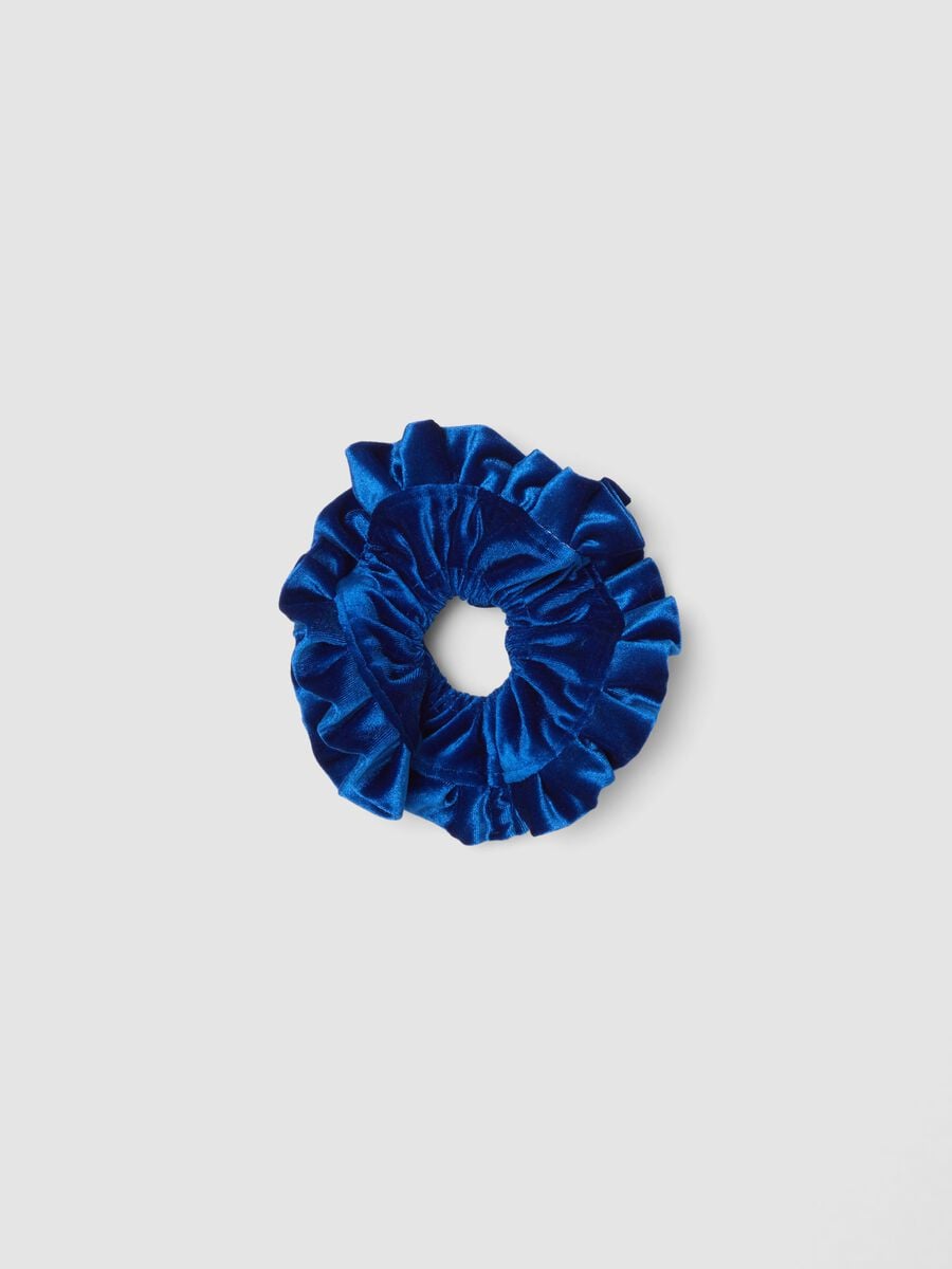 Velvet-effect blue scrunchie_0