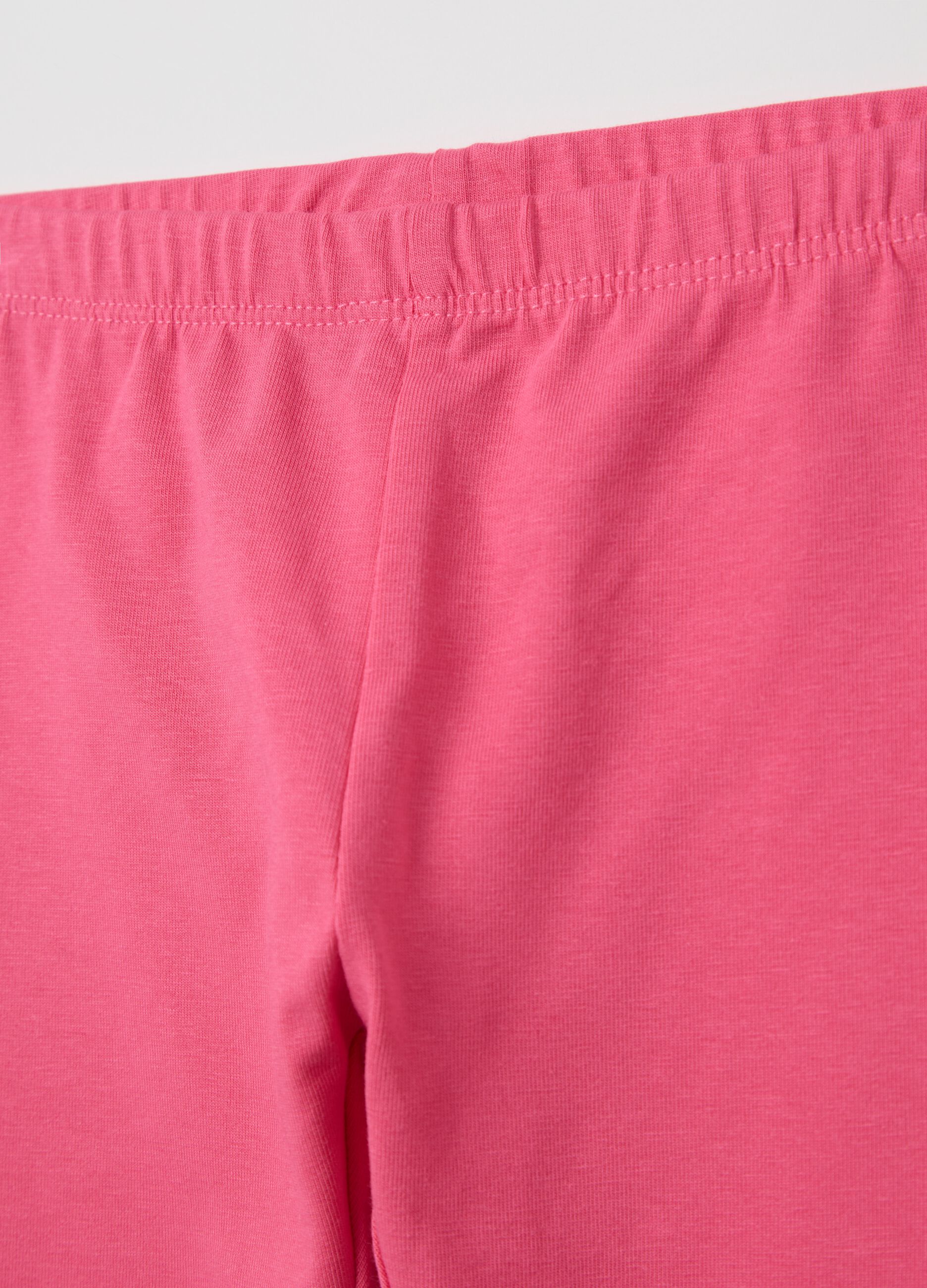 Two-pack pink and orange three-quarter leggings with print