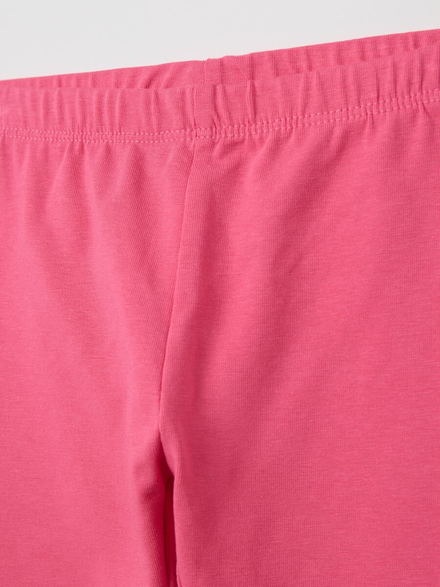 Two-pack pink and orange three-quarter leggings with print_2