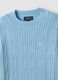 Sky-blue fitted viscose-blend cable-knit crew-neck jumper for girls_4