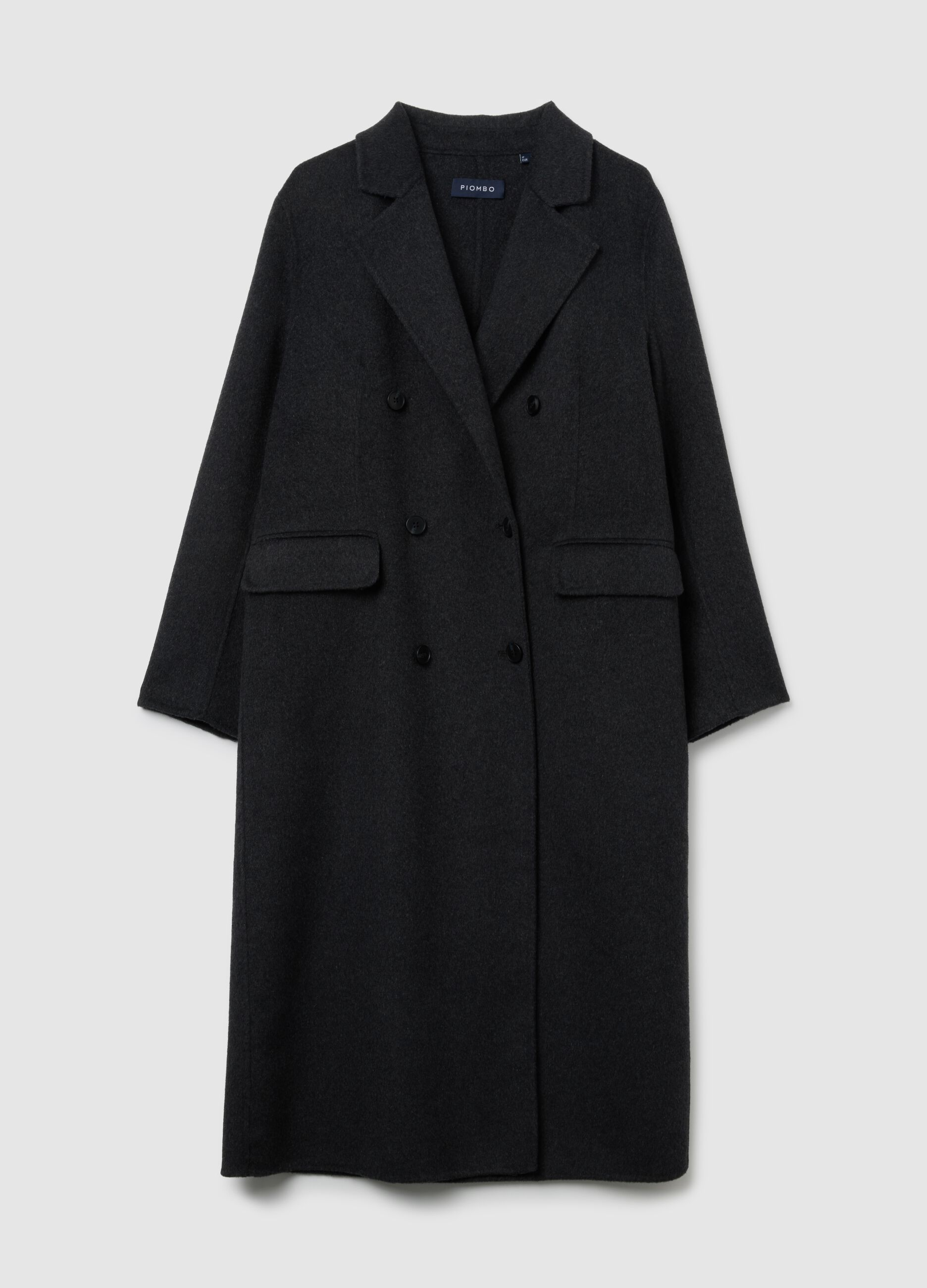 Long black wool blend coat
