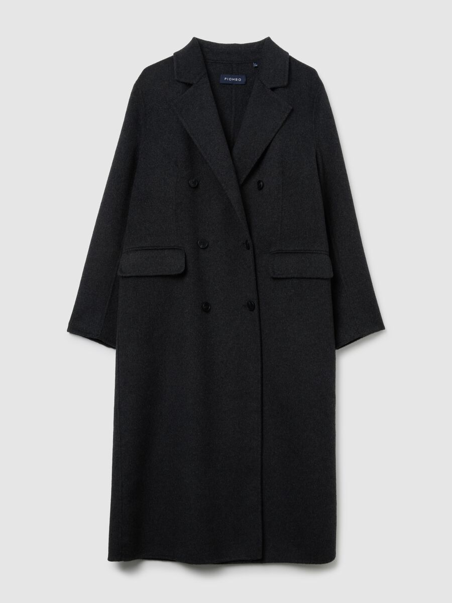Cappotto lungo in misto lana grigio regular fit_0