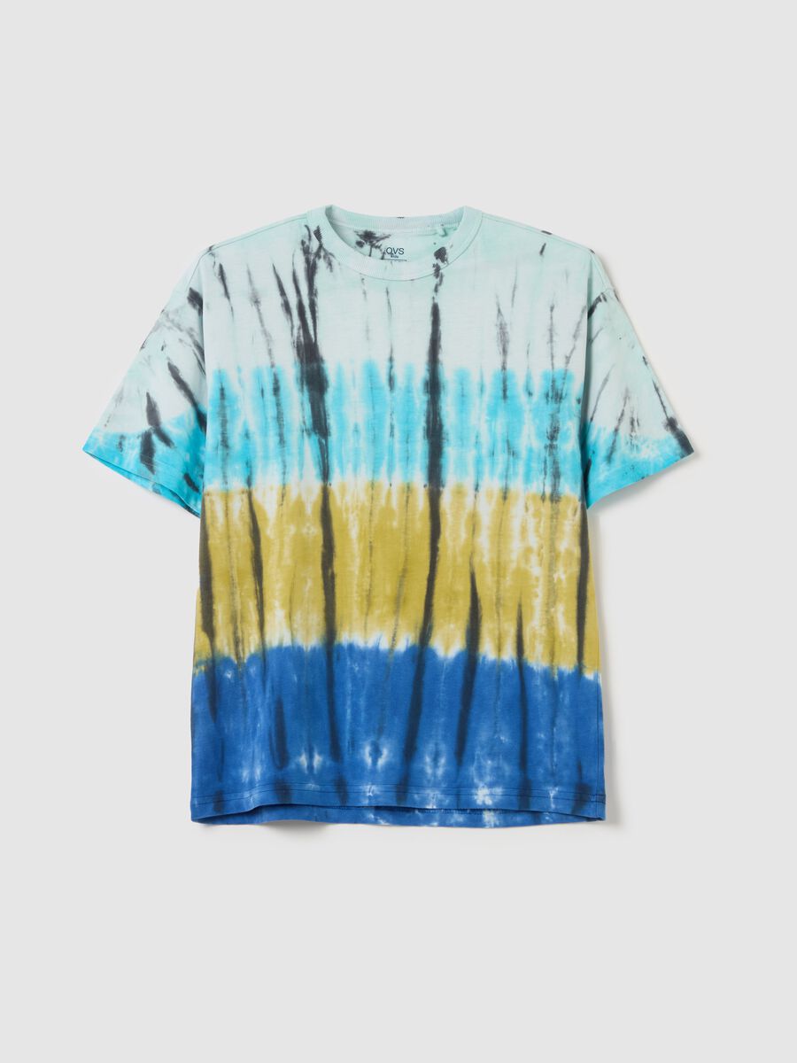T-shirt in cotone con stampa Tie Dye_3
