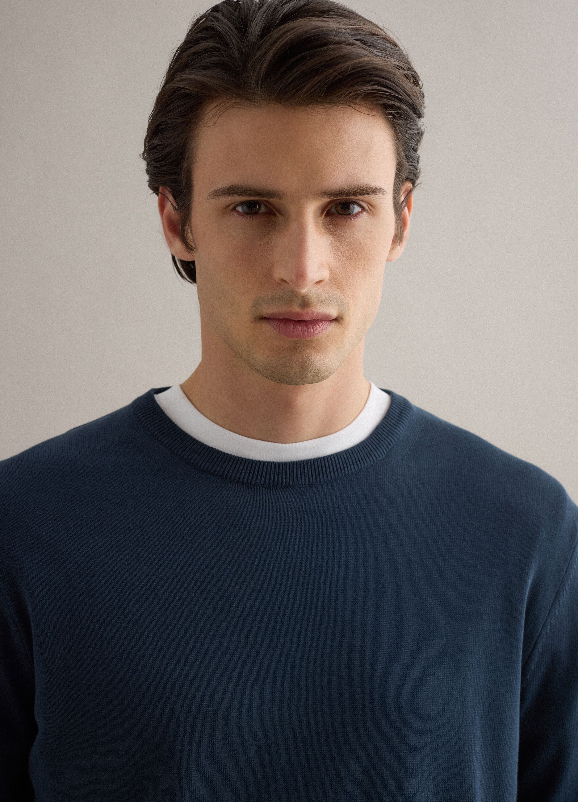 Blue Cotton Jumper, Regular Fit