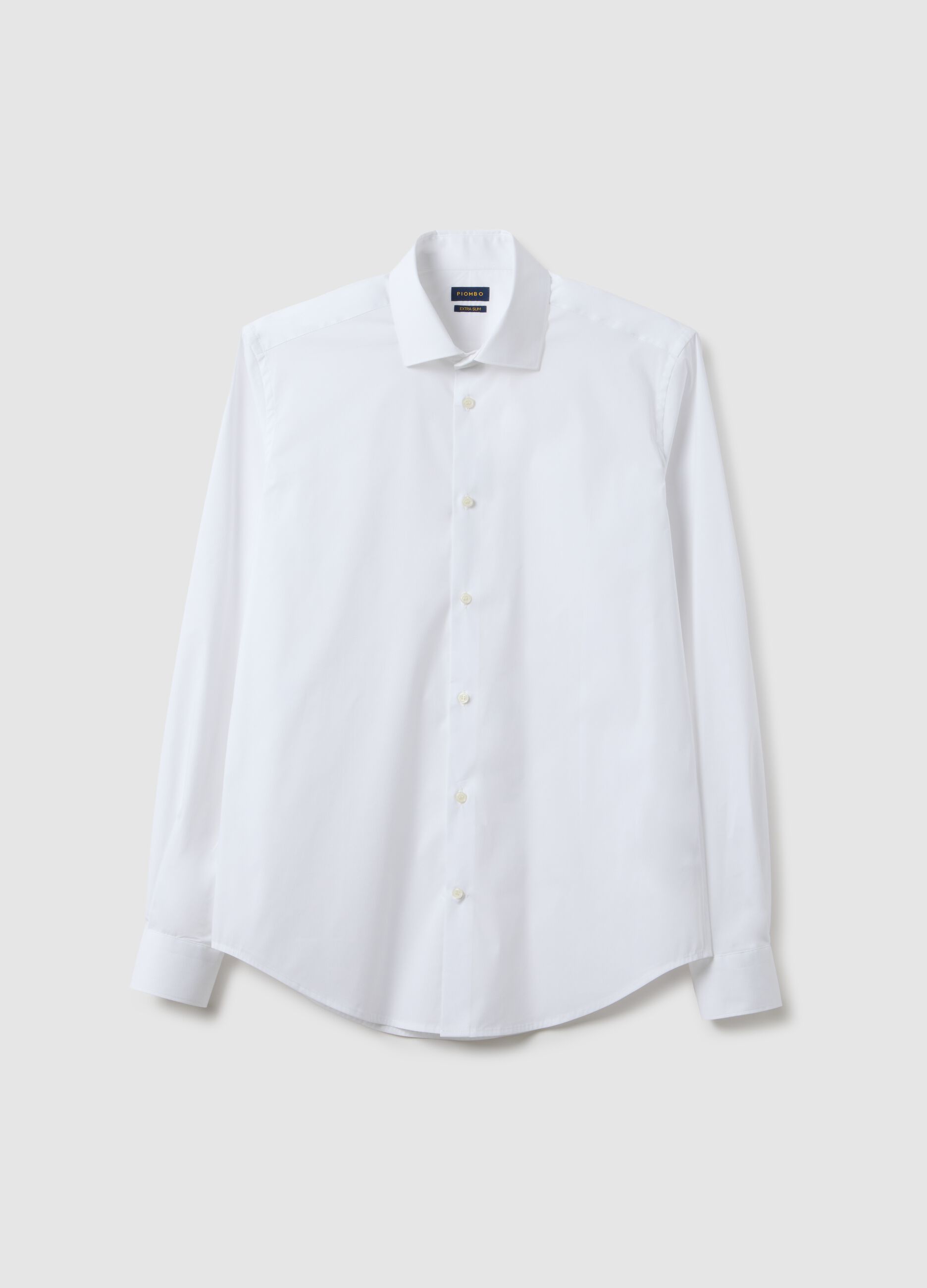 White slim fit stretch cotton shirt