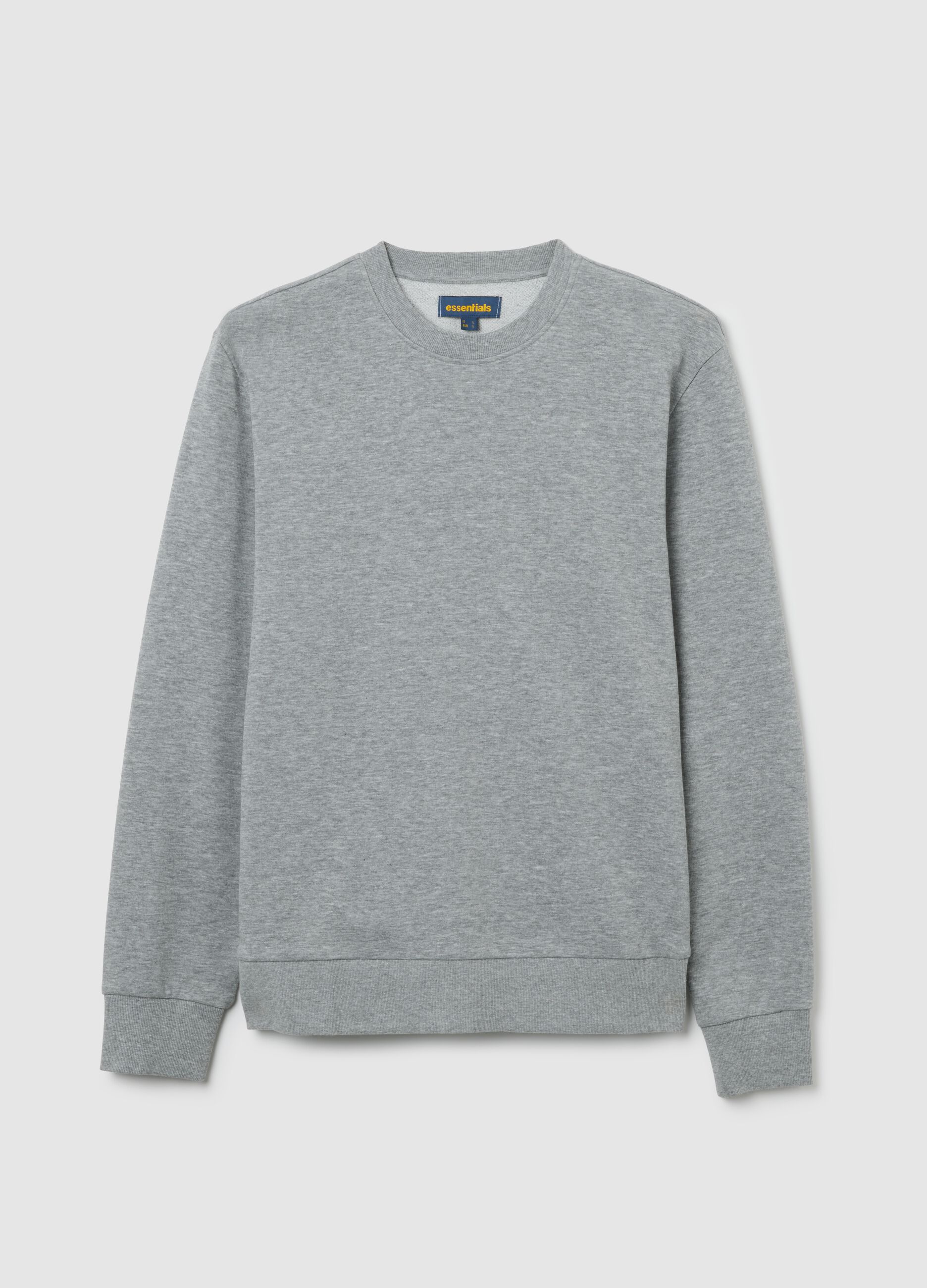 Regular fit grey cotton blend sweatshirt
