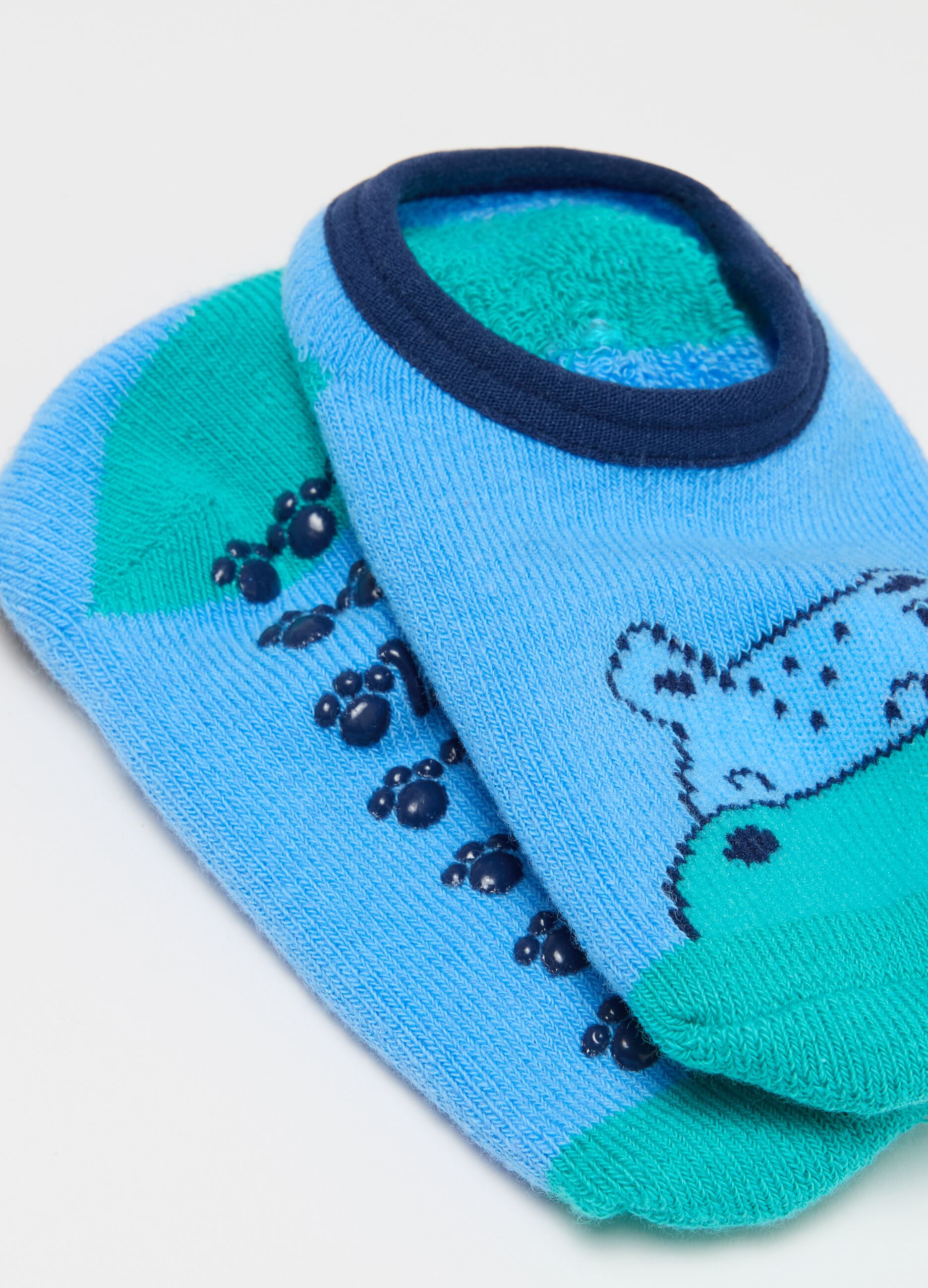 Slipper socks with hippopotamus design