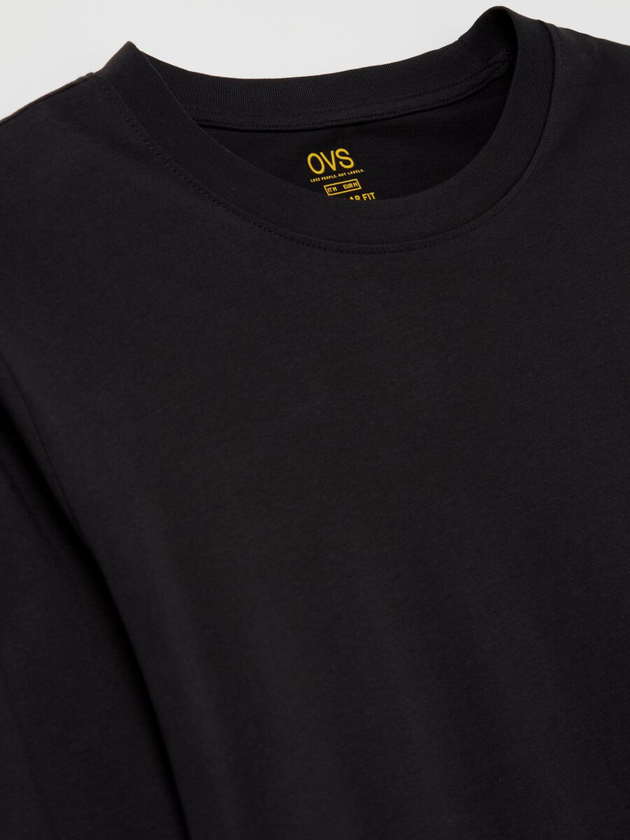 T-shirt with round neck and long sleeves in cotton_5