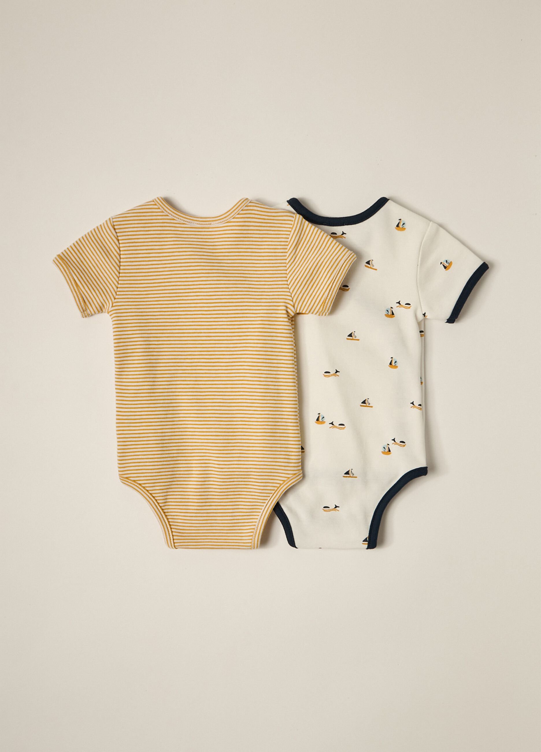 IANA newborn boy two-pack bodysuits in 100% cotton interlock