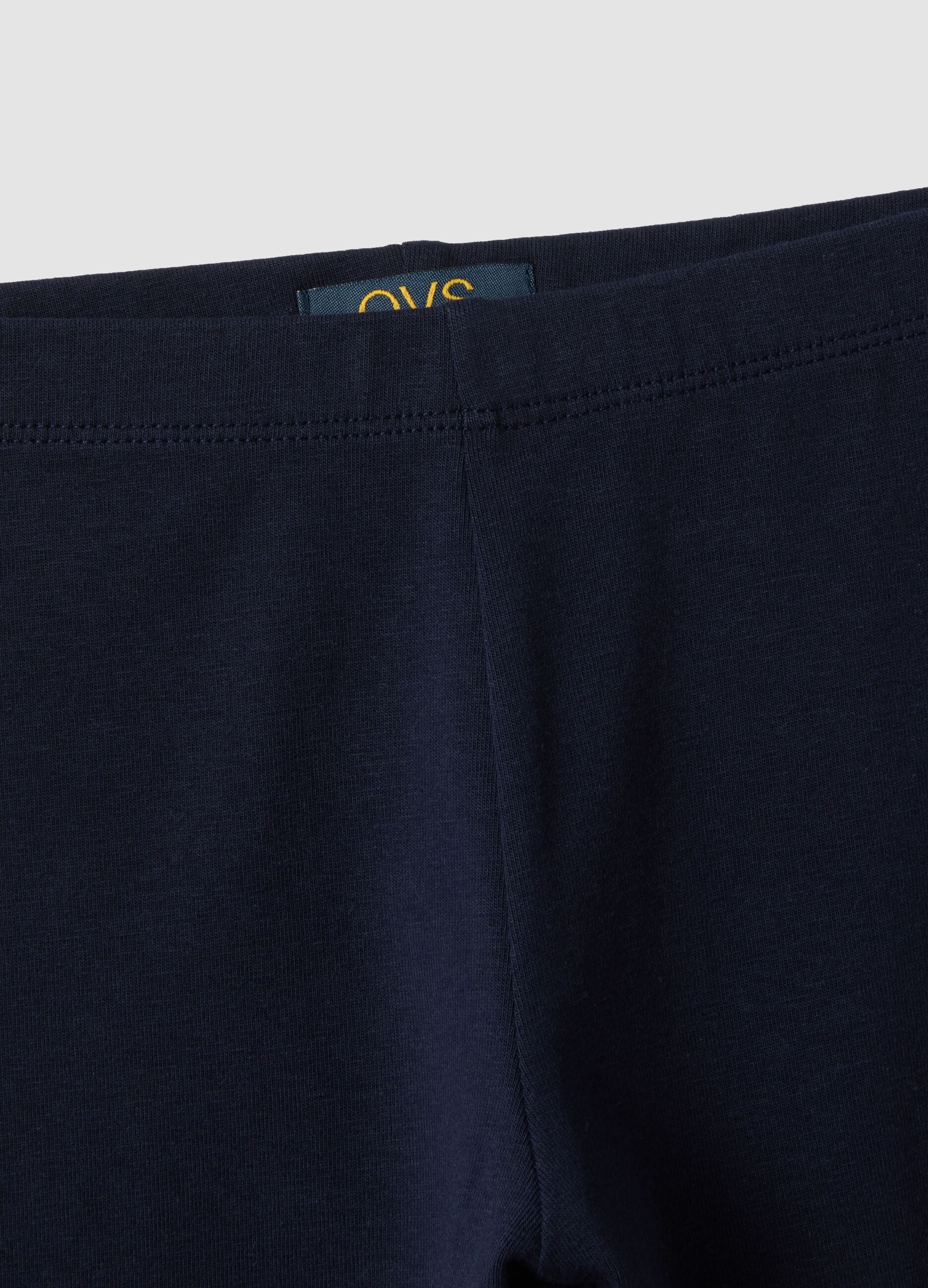 Girls&rsquo; blue skinny leggings in stretch organic cotton