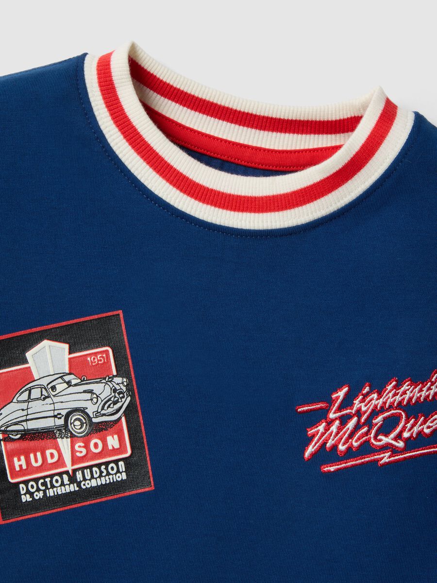 Boys&rsquo; blue pure cotton T-shirt with Cars print, oversized fit_2