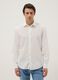White regular fit linen-cotton blend shirt_0