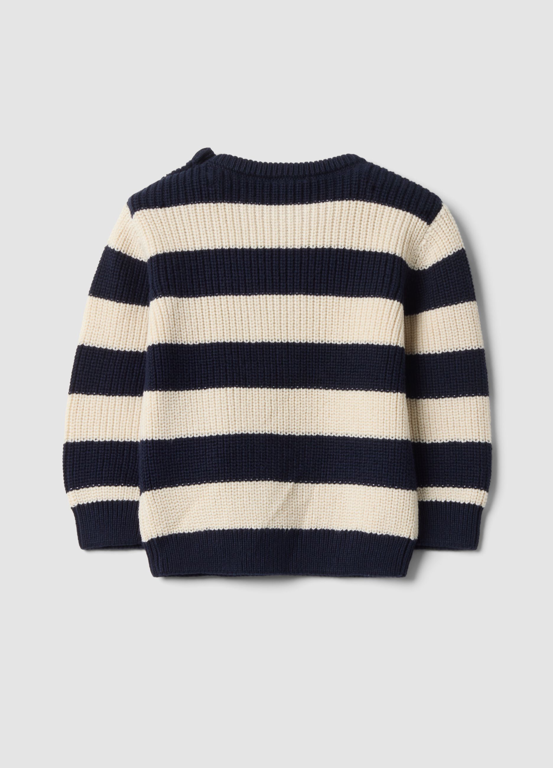 Maglia blu in puro cotone a righe con girocollo per bimbo