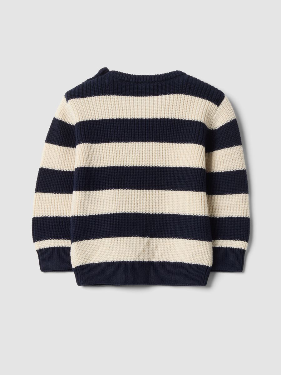Maglia blu in puro cotone a righe con girocollo per bimbo_1