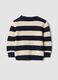 Maglia blu in puro cotone a righe con girocollo per bimbo_1