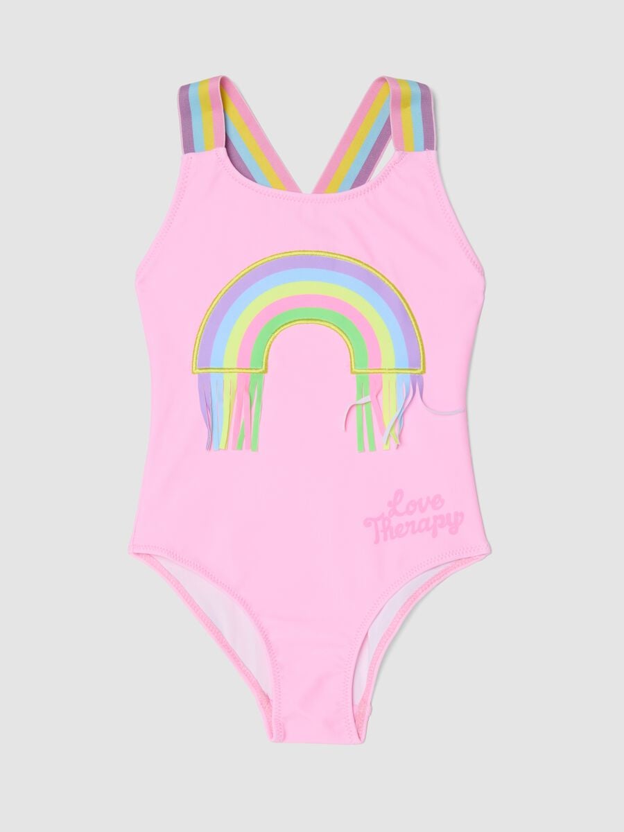 Costume intero rosa in tessuto elasticizzato_0
