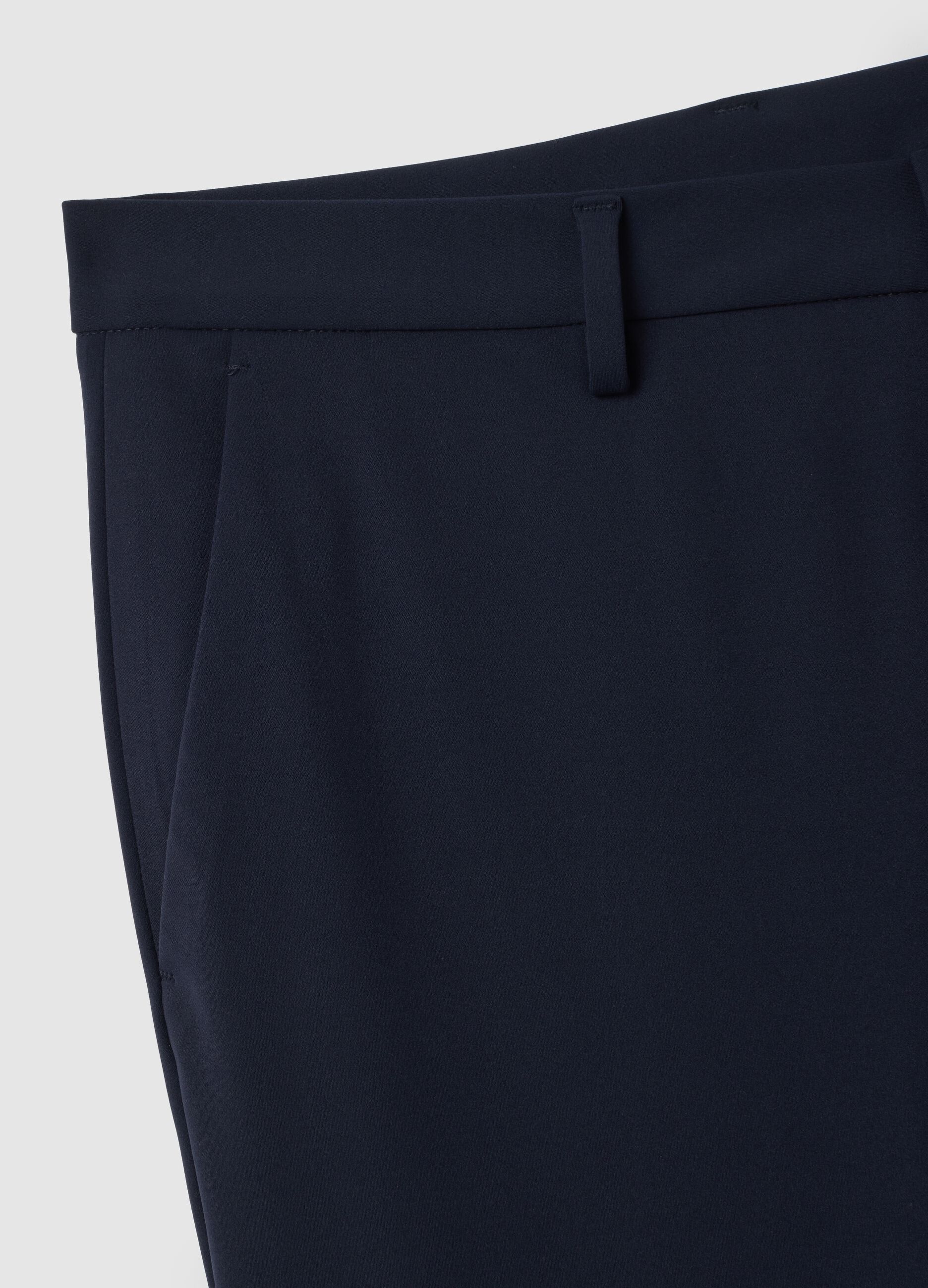 Slim Fit Blue Stretch Fabric Trousers