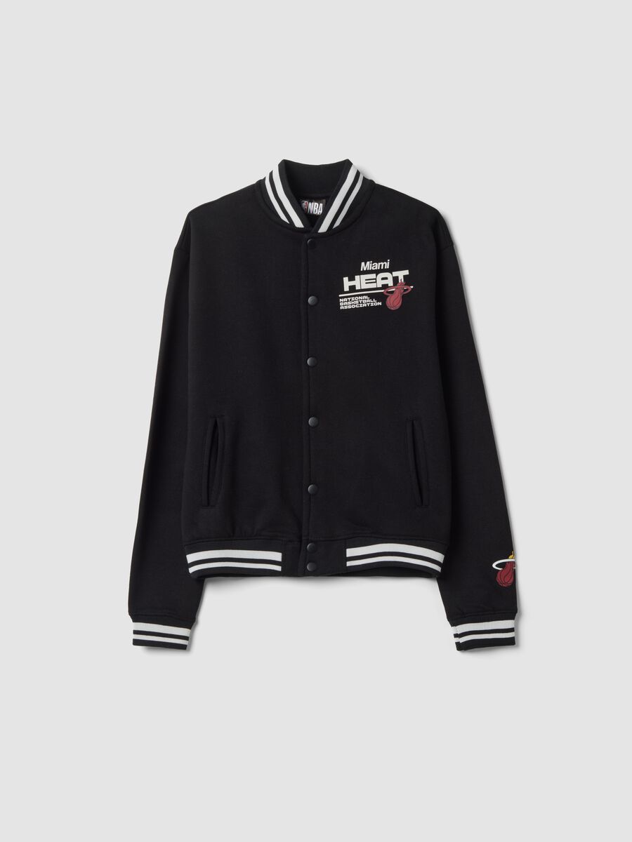 Black college-style cotton-blend sweatshirt with Miami Heat logo_0