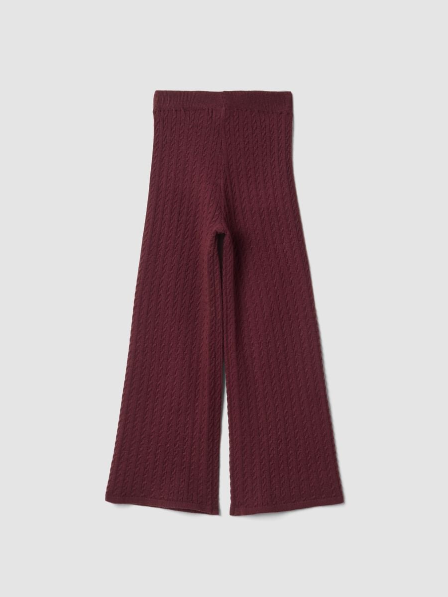 Leggings viola prugna flare con motivo a trecce_1