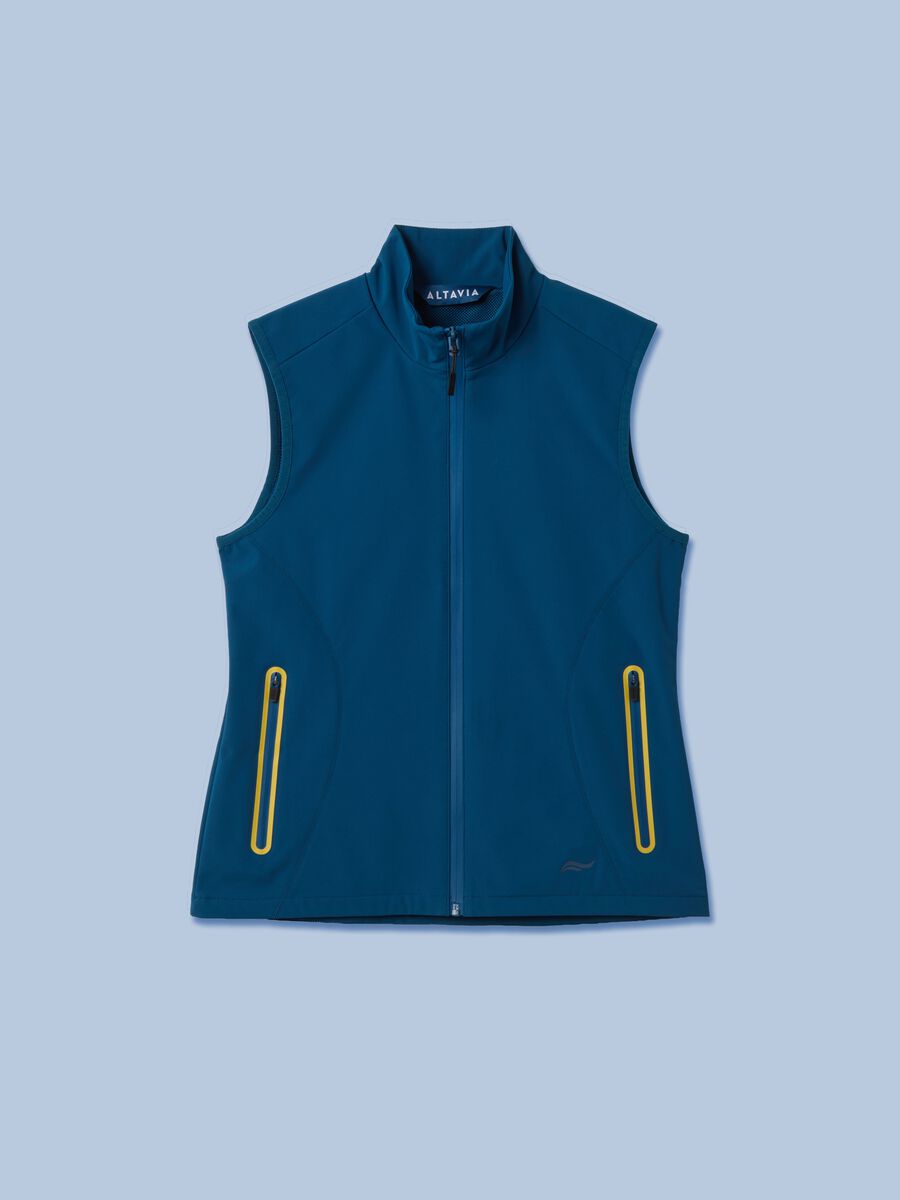 Gilet antivento ALTAVIA SAILING blu in tessuto elasticizzato con zip_4