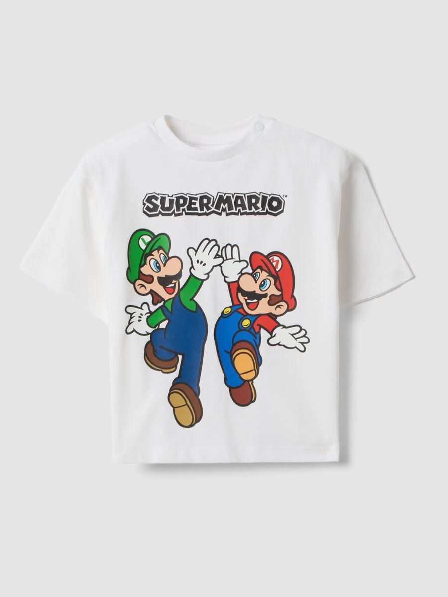 White stretch cotton short-sleeved T-shirt_0