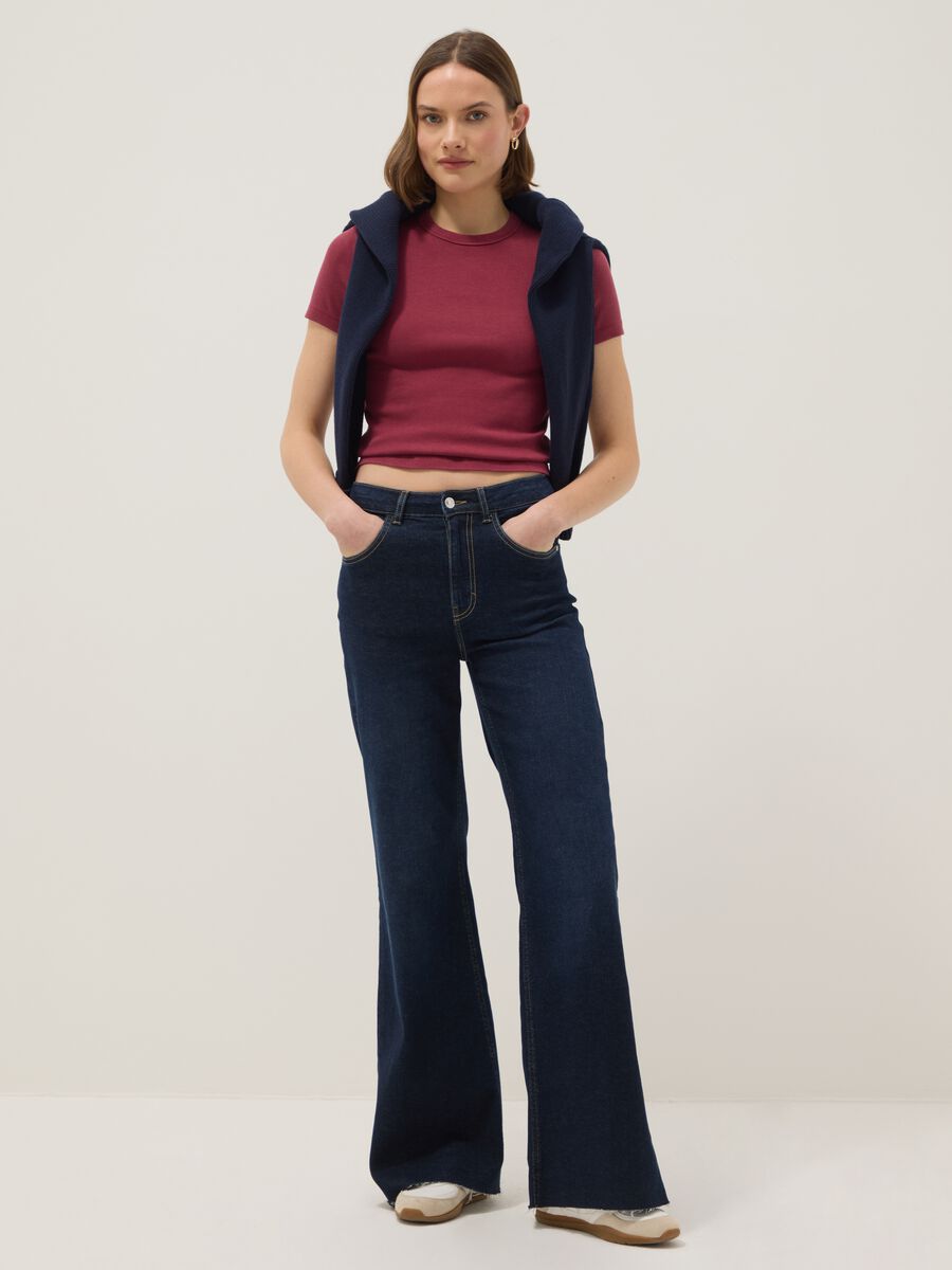 Red stretch cotton crew-neck t-shirt slim fit_1