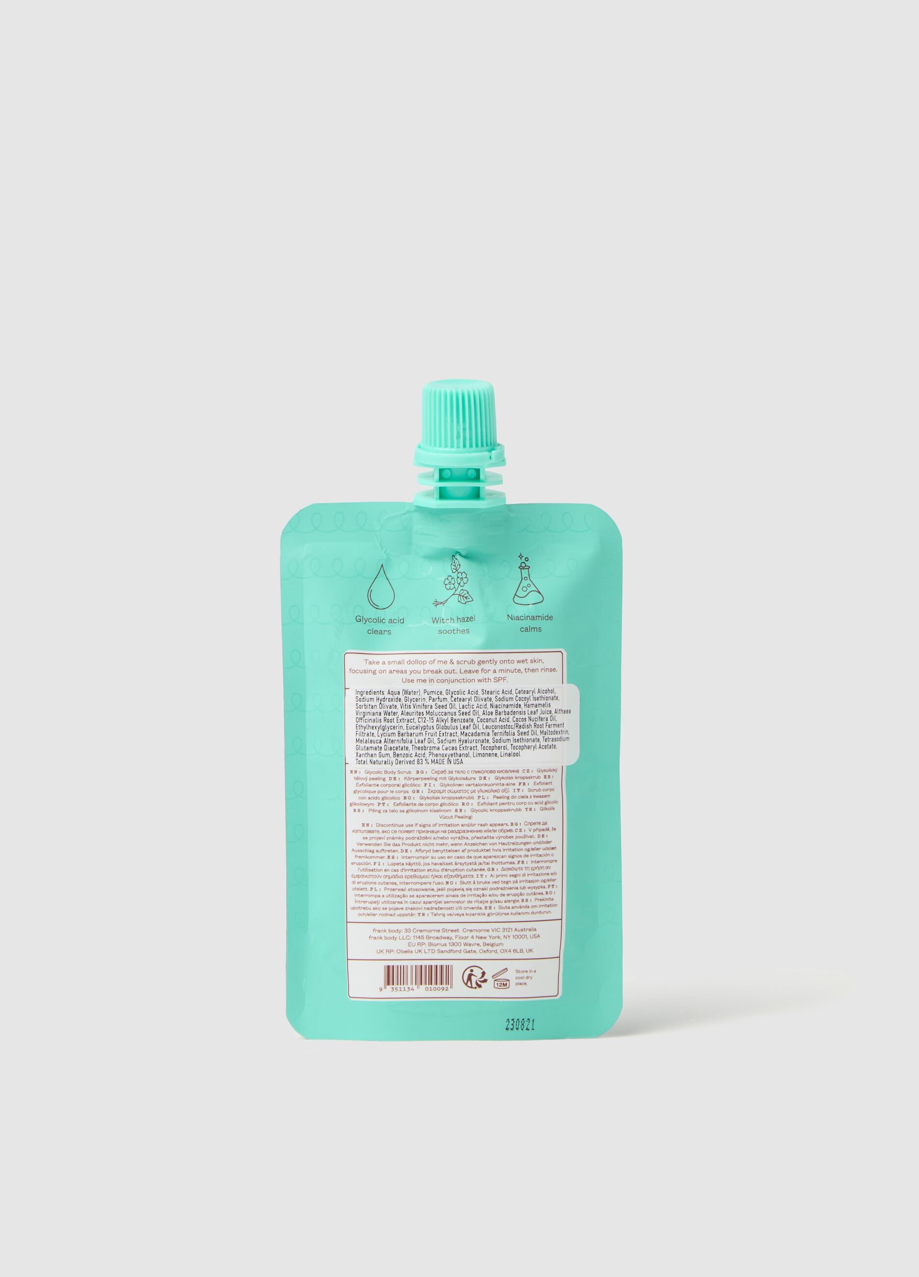 Body scrub with glycolic acid