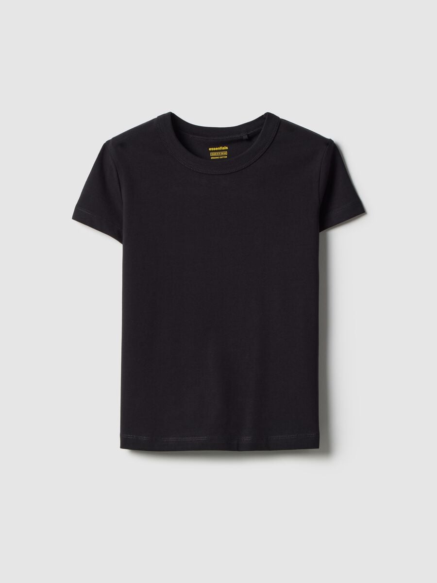 Girls' black cotton blend T-shirt regular fit_3