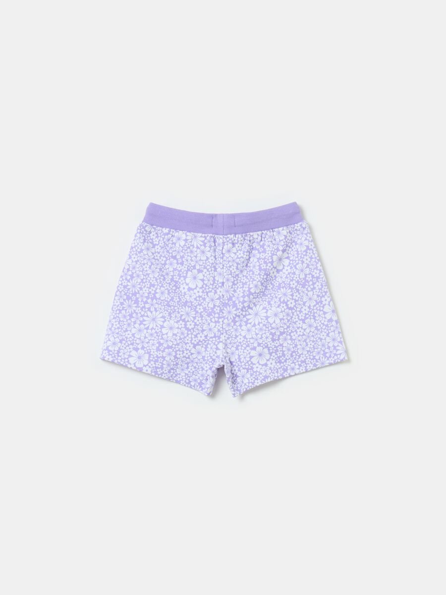 Shorts with drawstring and small flowers print_1
