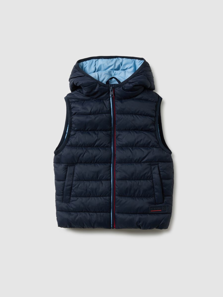 Kids' regular fit padded blue gilet with hood_0