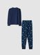 Pigiama blu navy in puro cotone organico con girocollo_1